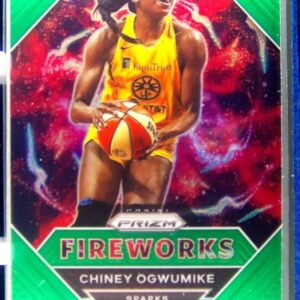 2021-22 Panini Prizm WNBA Chiney Ogwumike #19 Sparks Fireworks Prizms Green