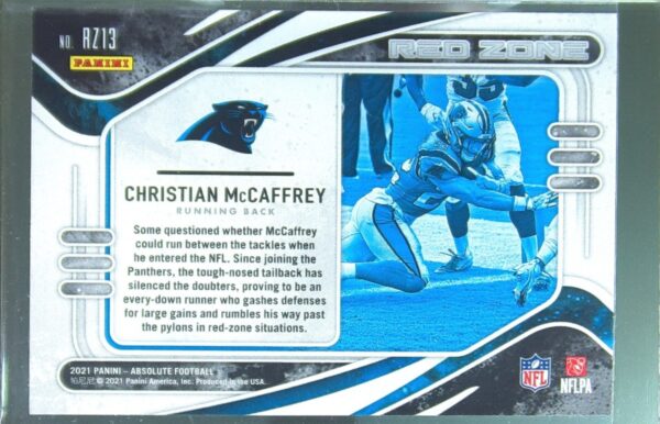 2021 Absolute Christian McCaffrey #RZ13 Panthers Red Zone - Image 3