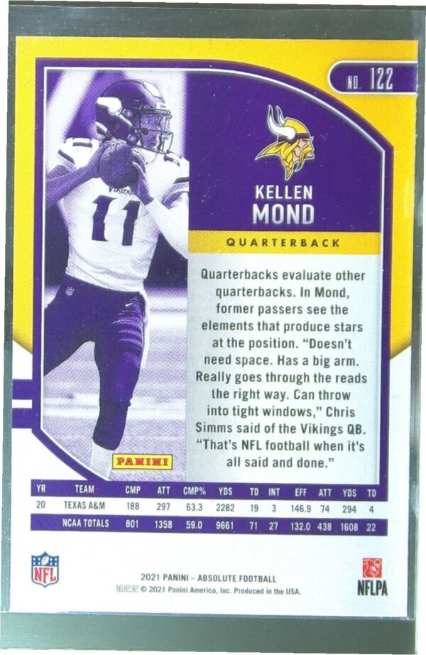 2021 Absolute Kellen Mond Retail RC #122 Vikings - Image 3