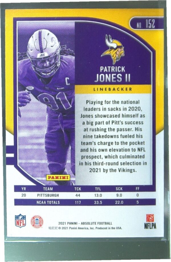 2021 Absolute Patrick Jones II Retail RC #152 Vikings - Image 3