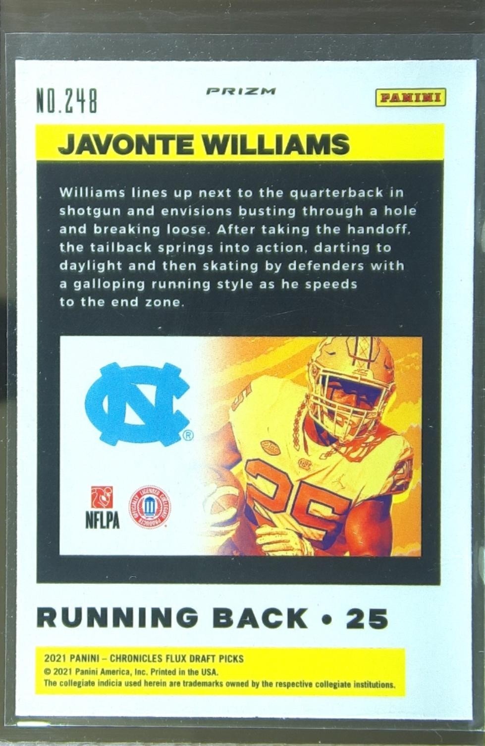 2021 Chronicles Draft Javonte Williams Pink RC #248 Heels - Image 3