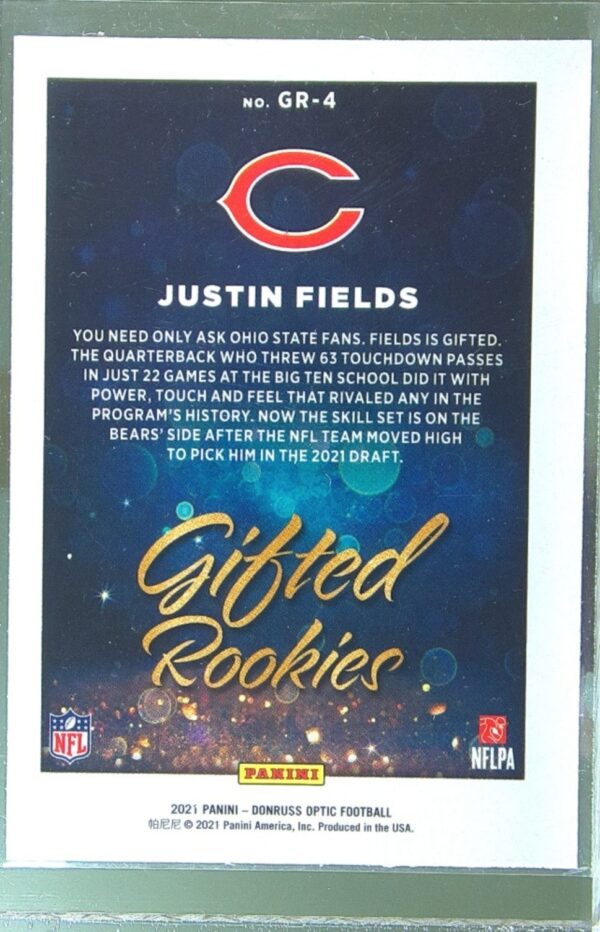2021 Donruss Optic Justin Fields RC #GR-4 Bears Gifted Rookies - Image 3
