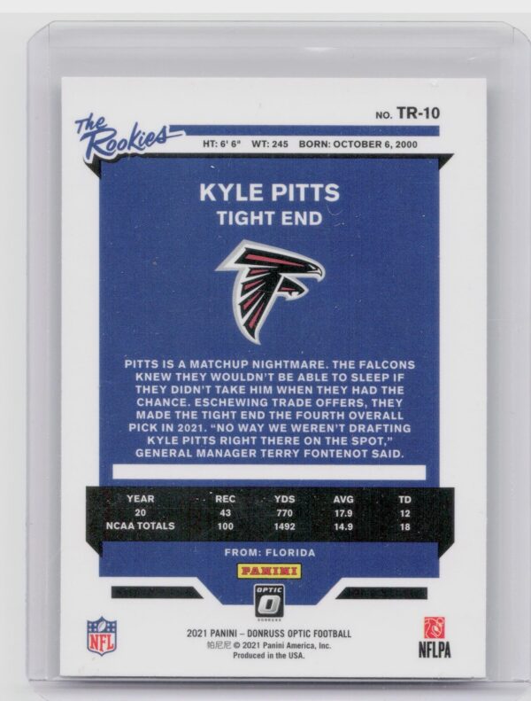 2021 Donruss Optic Kyle Pitts The Rookies #TR-10 Falcons - Image 3
