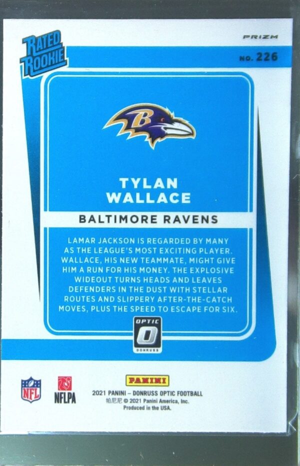 2021 Donruss Optic Tylan Wallace Holo RC #226 Ravens - Image 3