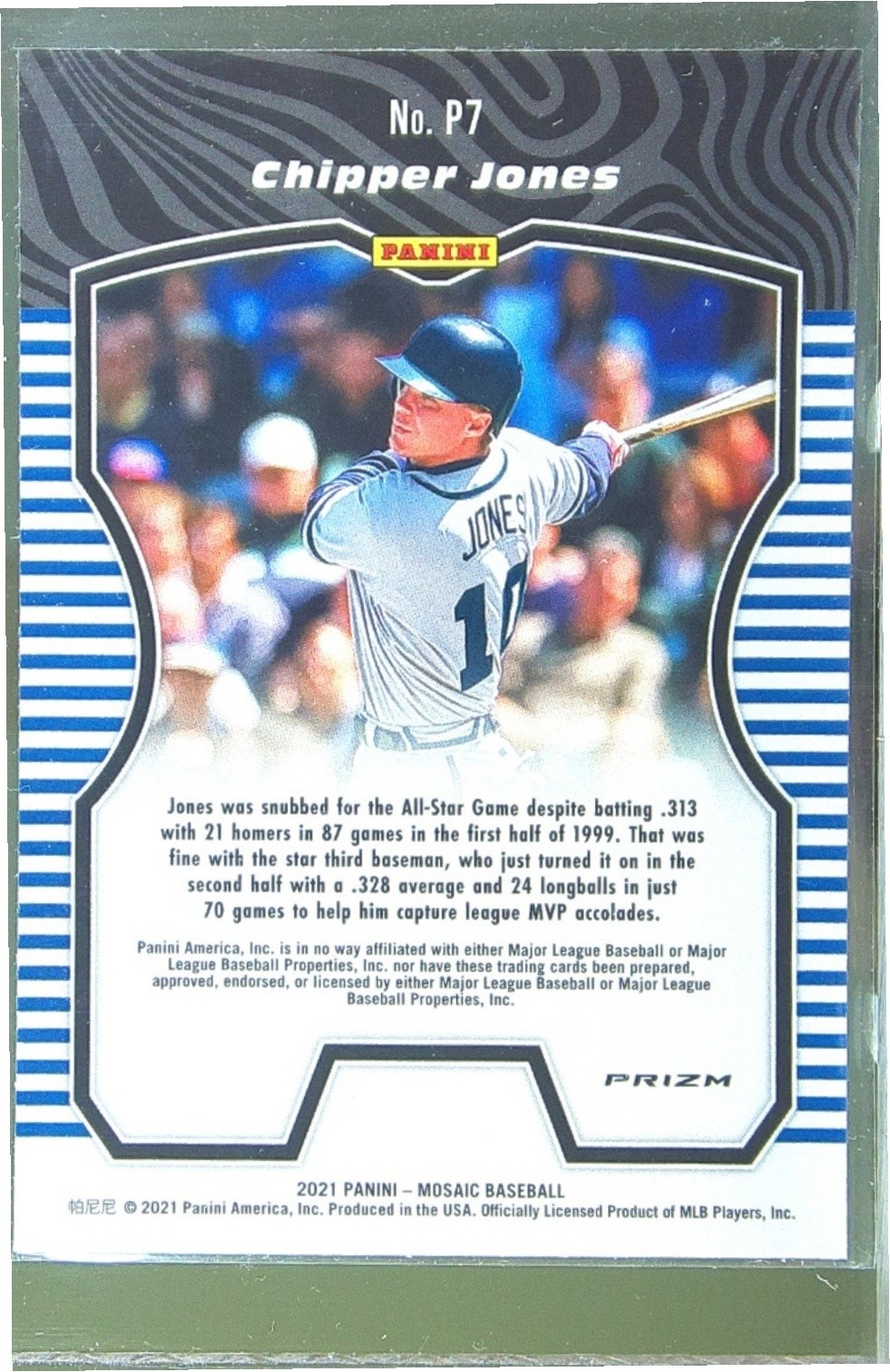 2021 Mosaic Chipper Jones #P7 Braves Producers Green - Image 3