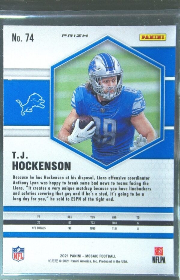 2021 Mosaic T.J. Hockenson Prizm Green #74 Lions - Image 3