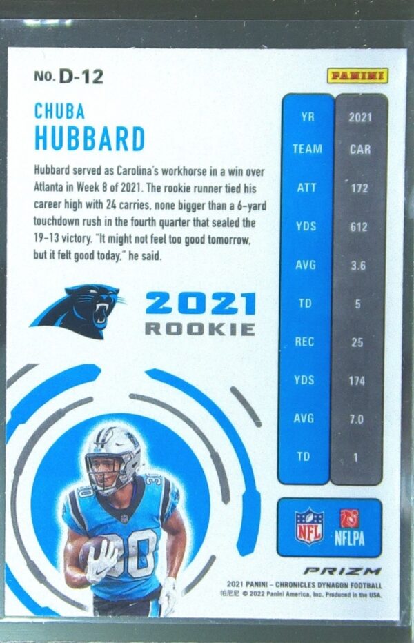 2021 Panini Chronicles Chuba Hubbard RC #D-12 Panthers Dynagon Rookies Silver - Image 3