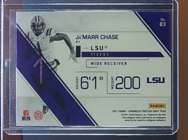 2021 Panini Chronicles Draft Picks Ja'Marr Chase #83 Tigers - Image 3