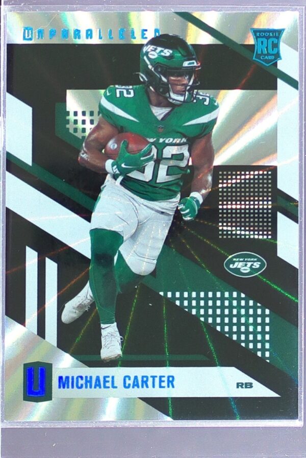 2021 Panini Chronicles Michael Carter /50 #UNP-35 Jets Unparalleled Sunburst
