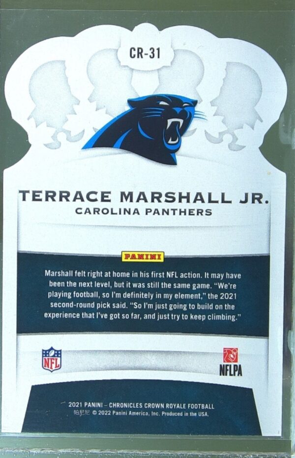 2021 Panini Chronicles Terrace Marshall Jr. RC #CR-31 Panthers Crown Royale - Image 3