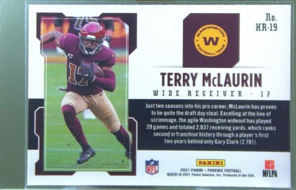 2021 Panini Phoenix Terry McLaurin #HR-19 Team Hot Routes - Image 3