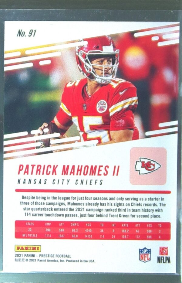 2021 Panini Prestige Patrick Mahomes II #91 Chiefs - Image 3