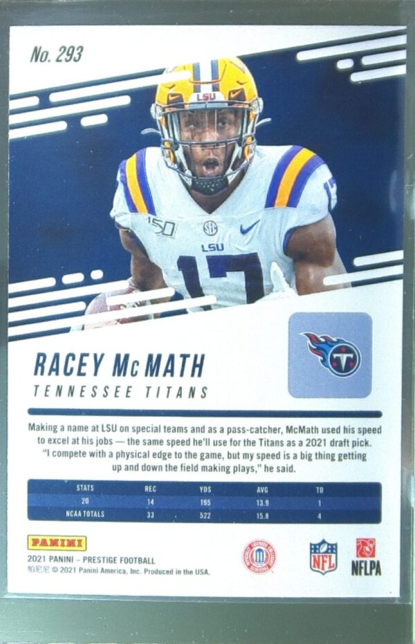 2021 Panini Prestige Racey McMath RC #293 Titans - Image 3