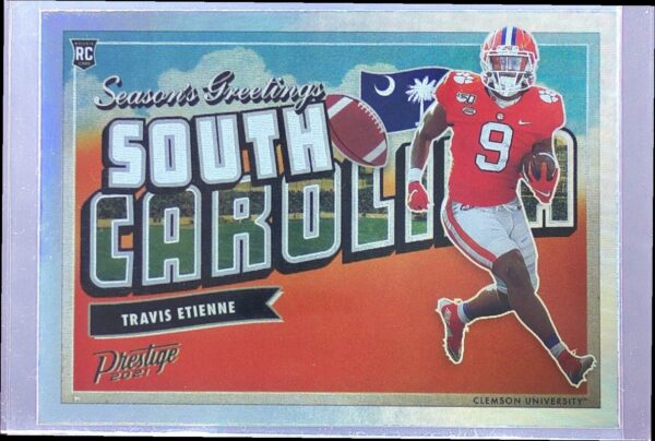 2021 Panini Prestige Travis Etienne Jr. RC #SG-8 Tigers Seasons Greetings