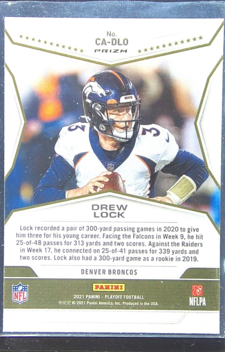 2021 Playoff Drew Lock #CA-DLO Broncos Call to Arms Silver - Image 3