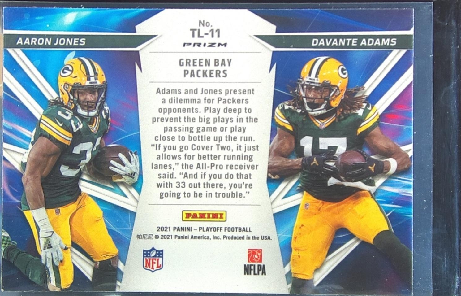 2021 Playoff Jones / Adams #TL-11 Packers Thunder & Lightning Pink VAR - Image 3