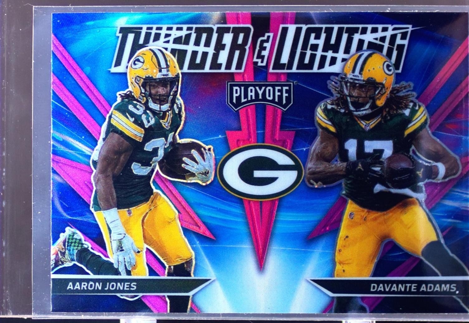 2021 Playoff Jones / Adams #TL-11 Packers Thunder & Lightning Pink VAR