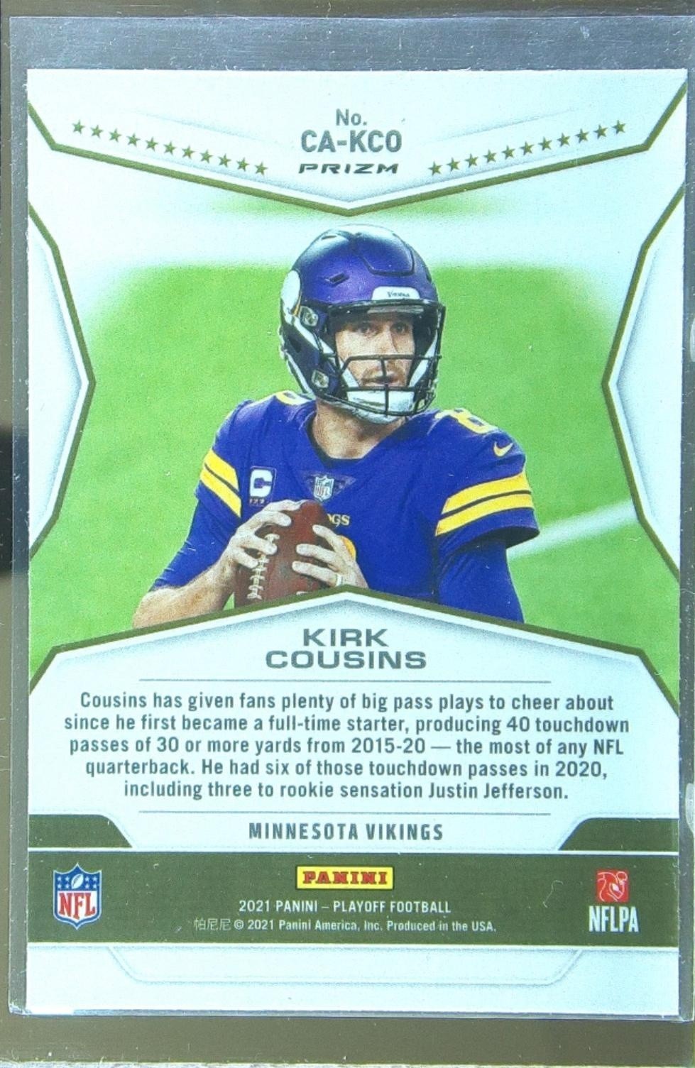 2021 Playoff Kirk Cousins #CA-KCO Vikings Call to Arms Blue - Image 3