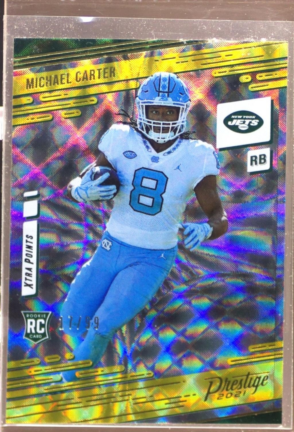 2021 Prestige Michael Carter RC Xtra Points Gold /99 #218 Jets