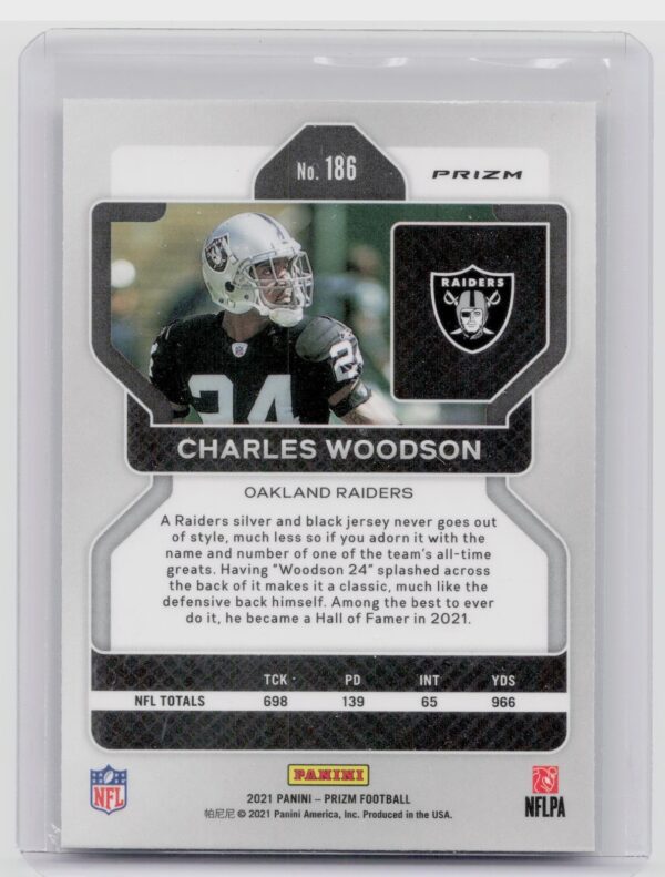 2021 Prizm Charles Woodson Silver #186 Raiders - Image 3