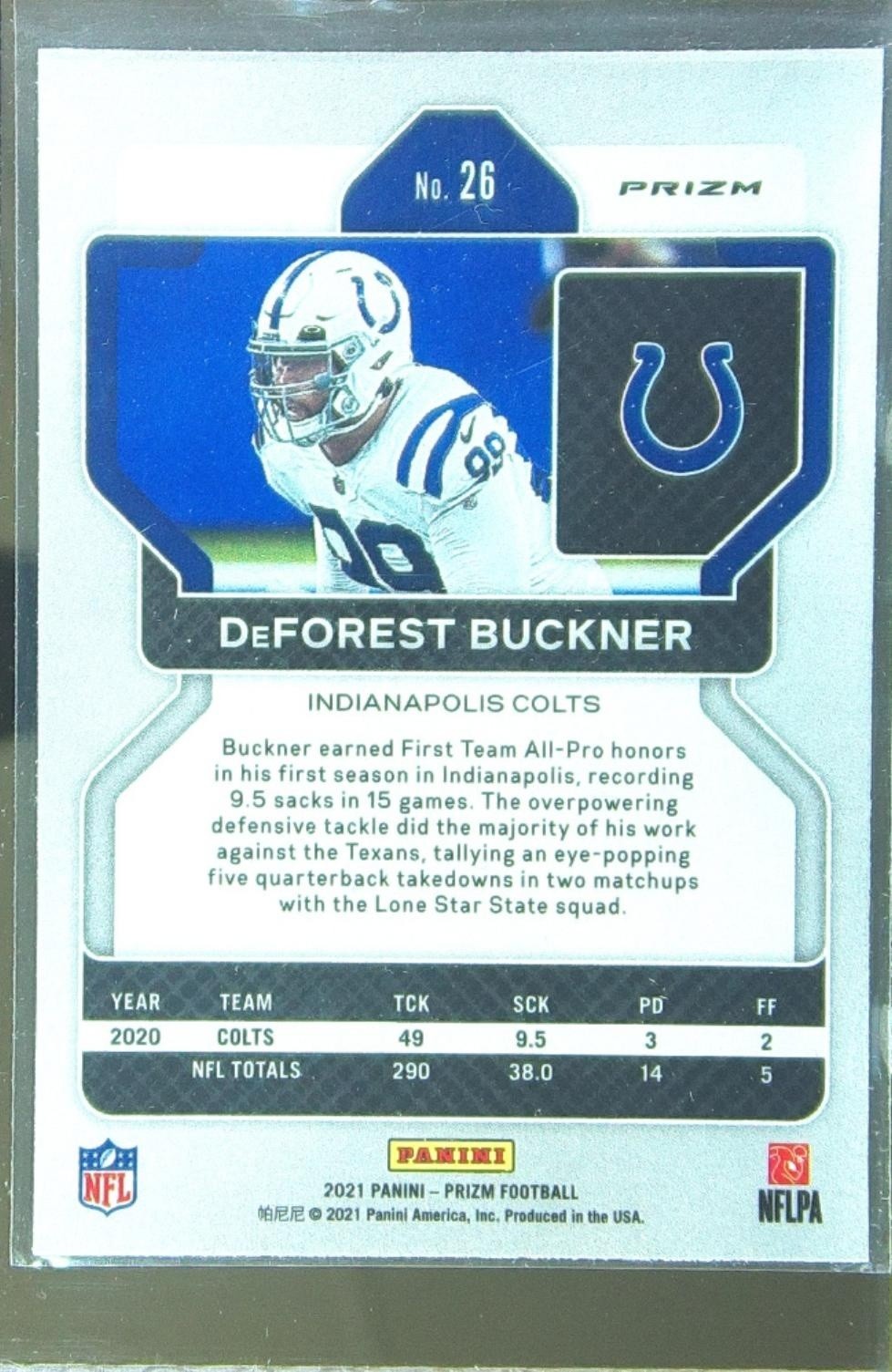 2021 Prizm DeForest Buckner Red White and Blue #26 Colts - Image 3