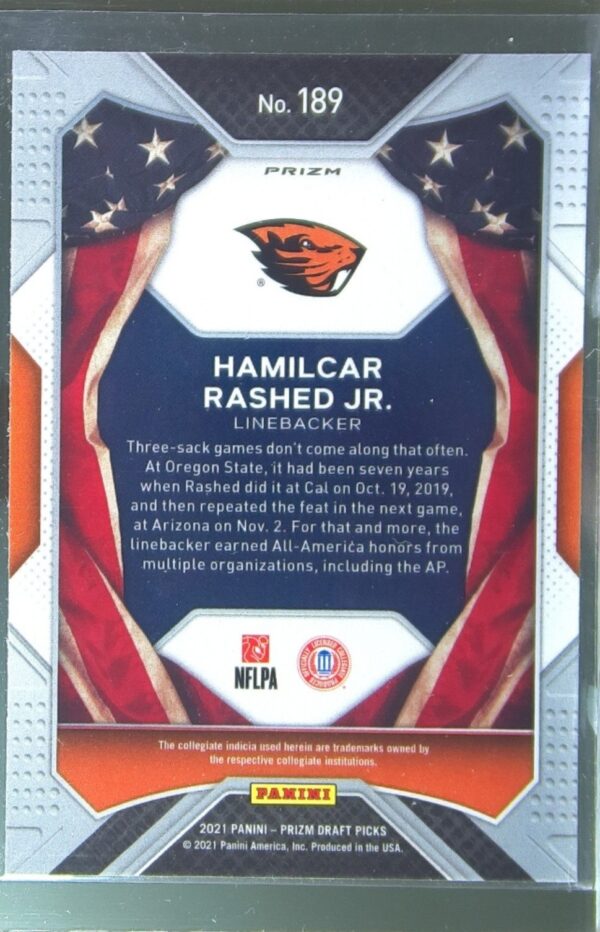 2021 Prizm Draft Picks Hamilcar Rashed Jr. All-Americans Green RC #189 Beavers - Image 3
