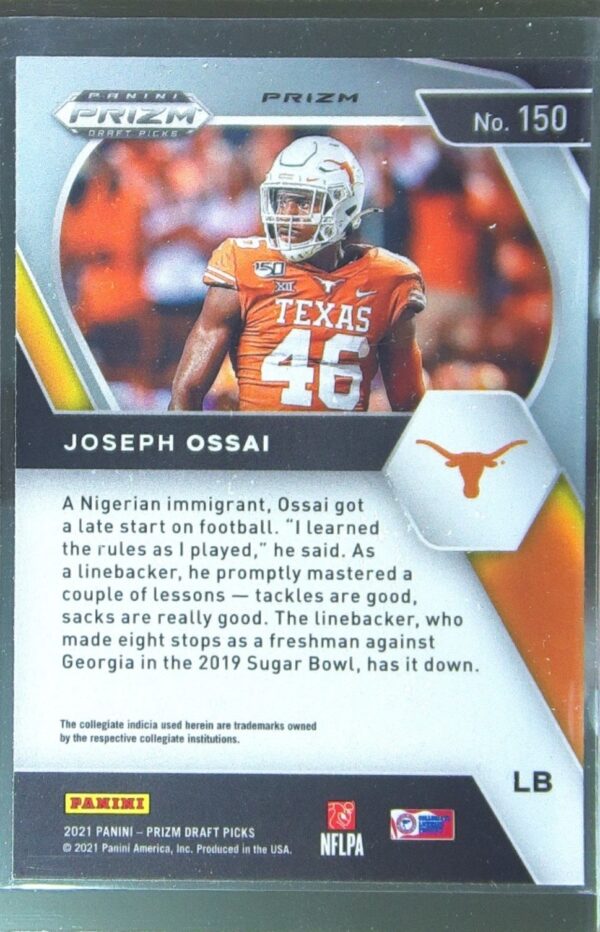 2021 Prizm Draft Picks Joseph Ossai Red White and Blue RC #150 Longhorns - Image 3