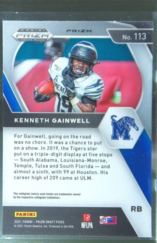 2021 Prizm Draft Picks Kenneth Gainwell Gold Ice #113 Tigers - Image 3