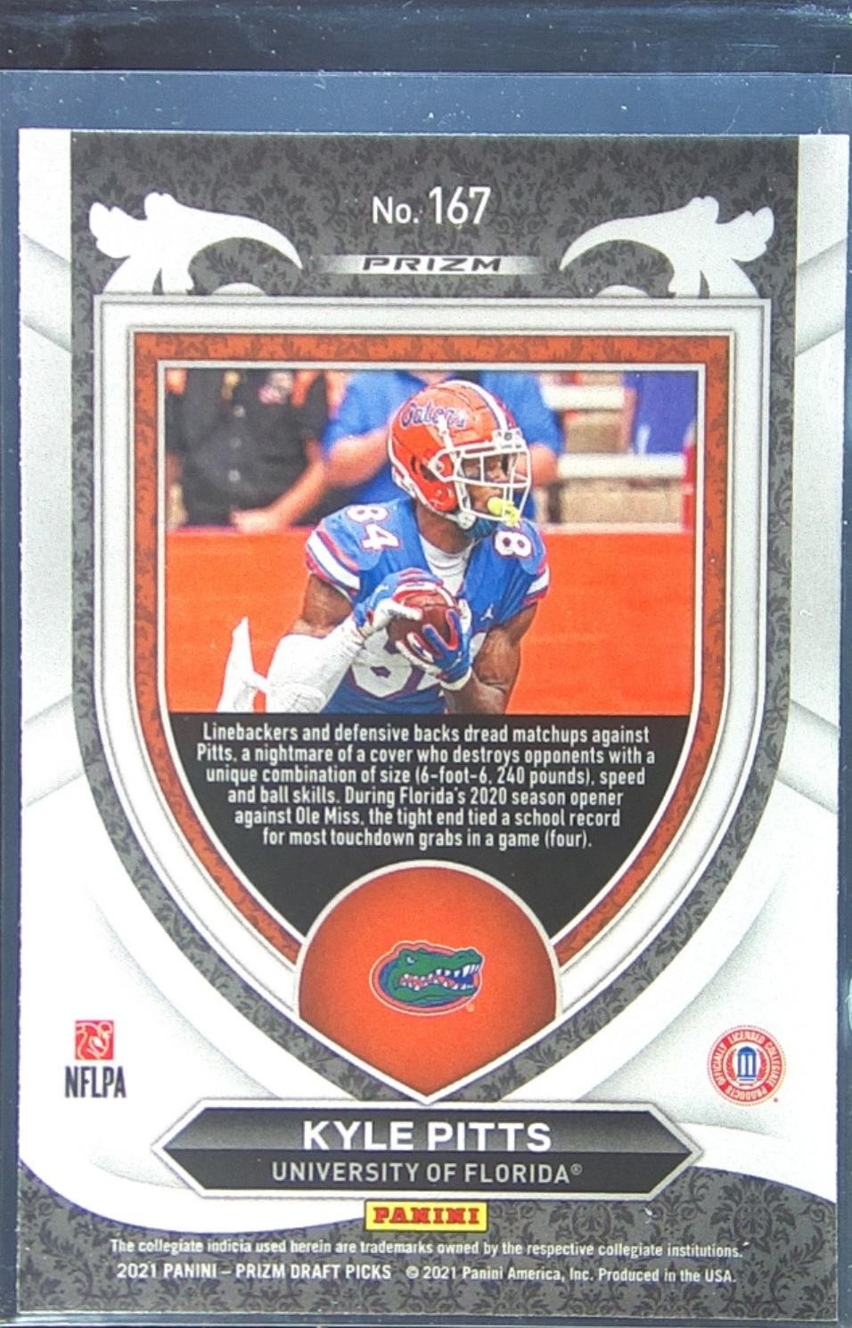 2021 Prizm Draft Picks Kyle Pitts Green RC #167 Gators - Image 3