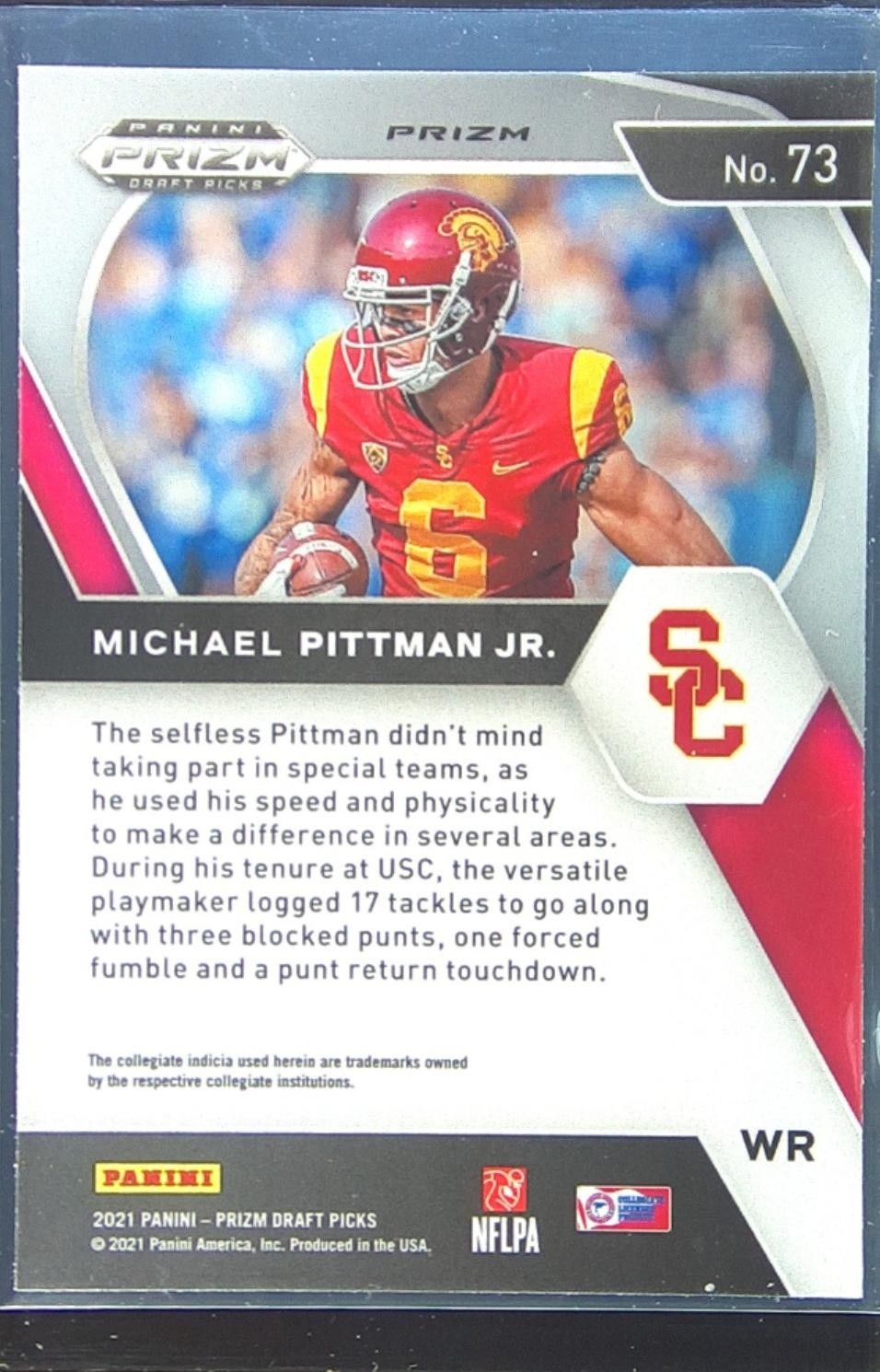 2021 Prizm Draft Picks Michael Pittman Jr. Green #73 Trojans - Image 3