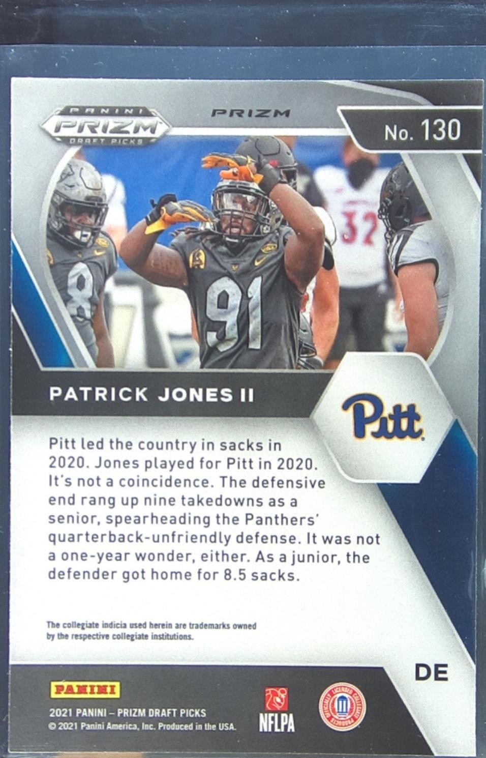 2021 Prizm Draft Picks Patrick Jones II Silver RC #130 Panthers - Image 3