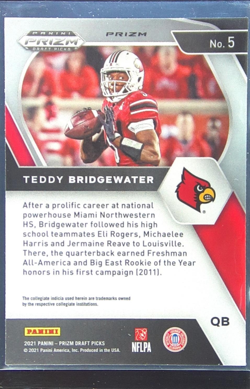 2021 Prizm Draft Picks Teddy Bridgewater Silver #5 Cardinals - Image 3