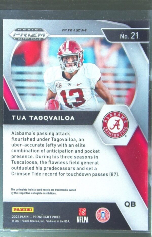 2021 Prizm Draft Picks Tua Tagovailoa Red White and Blue #21 Tide - Image 3