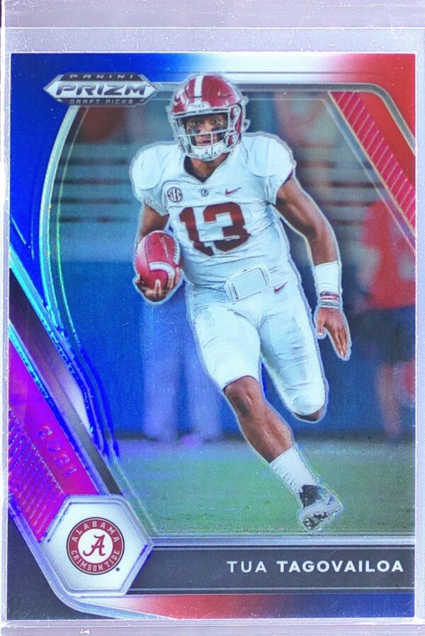2021 Prizm Draft Picks Tua Tagovailoa Red White and Blue #21 Tide