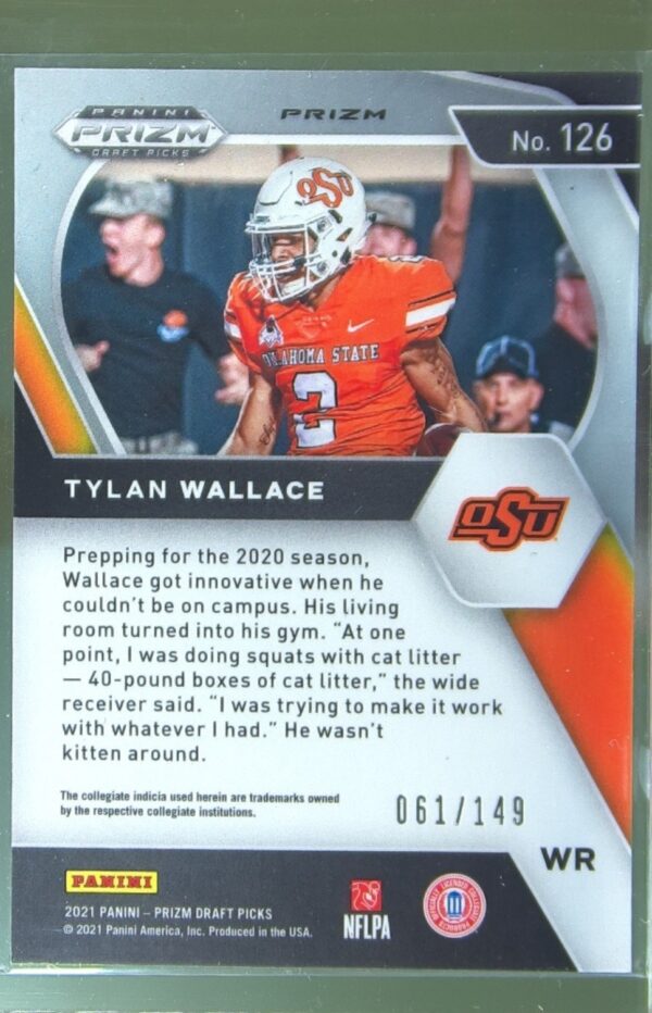 2021 Prizm Draft Picks Tylan Wallace Purple Ice /149 #126 Cowboys - Image 3