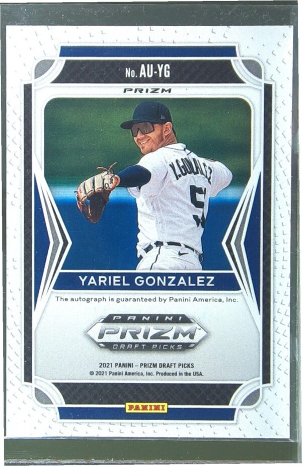 2021 Prizm Draft Picks Yariel Gonzalez Auto #AU-YG Tigers Autographs - Image 3