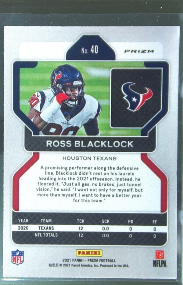 2021 Prizm Ross Blacklock Silver #40 Texans - Image 3