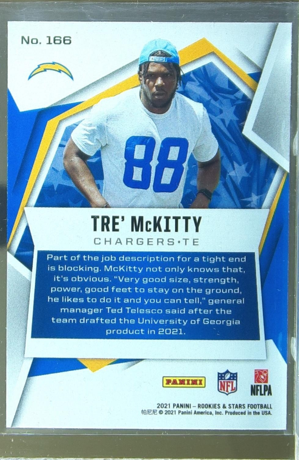 2021 Rookies & Stars Tre' McKitty RC #166 Chargers - Image 3