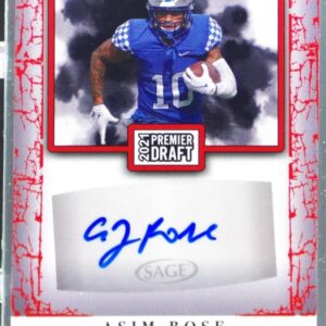 2021 SAGE Premier Draft Asim Rose Auto #A168 Wildcats Autographs Red