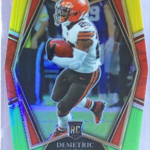 2021 Select Demetric Felton Green and Yellow Prizm Die Cut RC #197 Browns