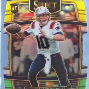 2021 Select Mac Jones Green and Yellow Prizm Die Cut RC #51 Patriots