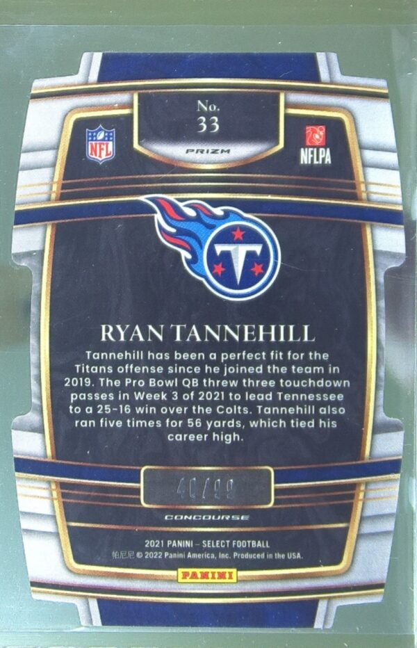 2021 Select Ryan Tannehill White Prizm Die Cut /99 #33 Titans - Image 3