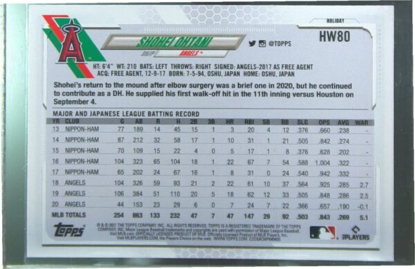 2021 Topps Holiday Shohei Ohtani #HW80 Angels - Image 3