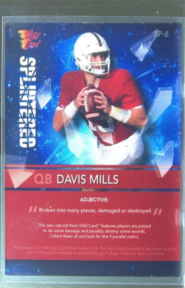 2021 Wild Card Alumination Davis Mills #SP-8 Cardinal Splintered Blue - Image 3