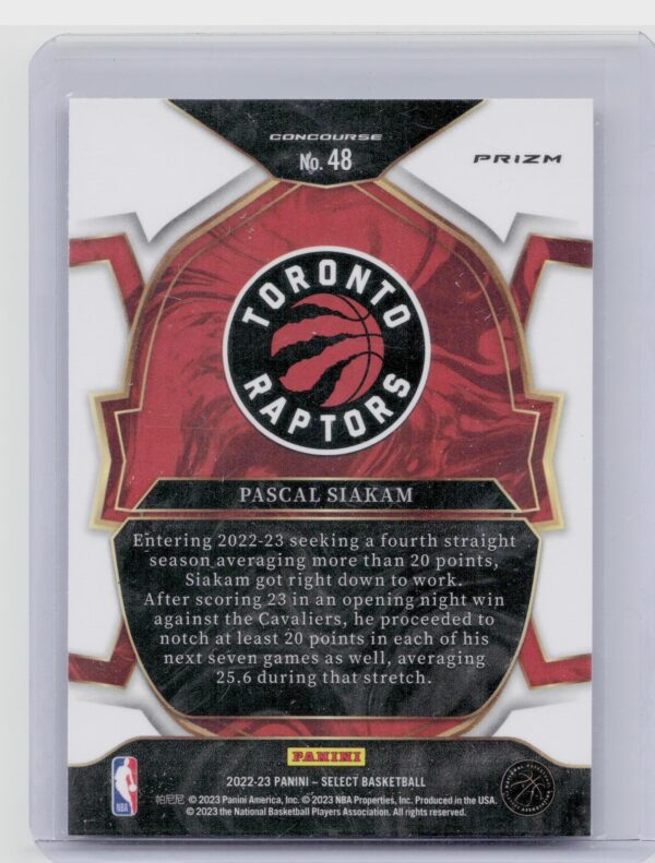 2022-23 Select Pascal Siakam Tri Color Prizms #48 Raptors - Image 3