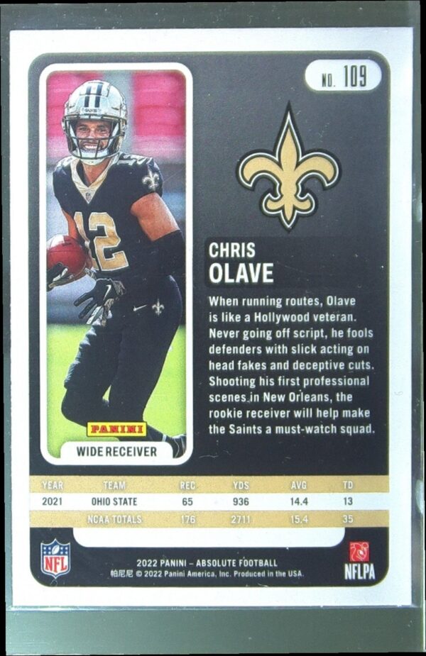 2022 Absolute Chris Olave Retail RC #109 Saints - Image 3