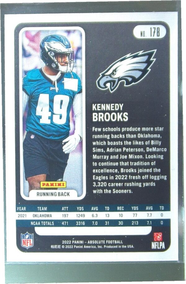2022 Absolute Kennedy Brooks Retail RC #178 Eagles - Image 3