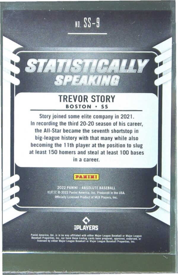2022 Absolute Trevor Story /149 #SS-9 Sox Statistically Speaking Spectrum Blue - Image 3