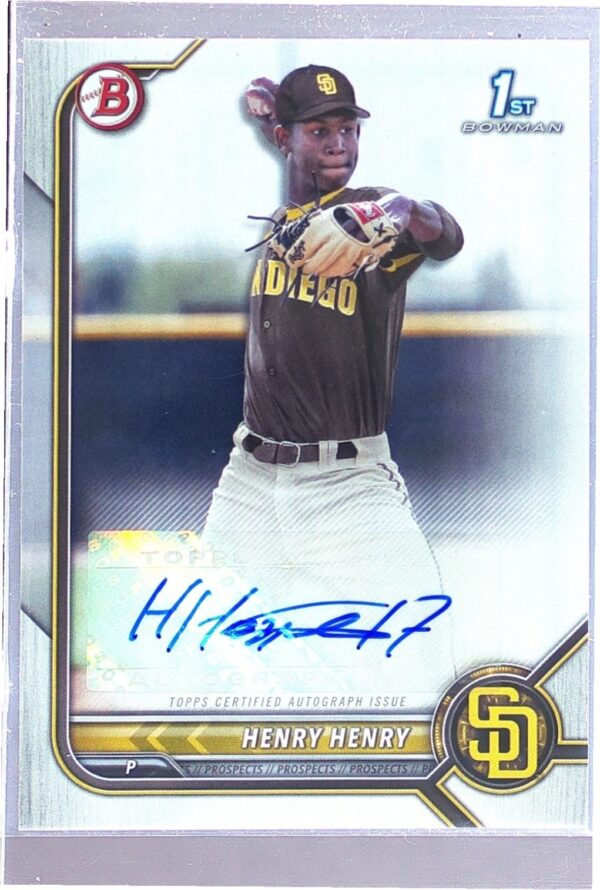 2022 Bowman Henry Henry Auto #PPA-HH Padres Prospects Autographs