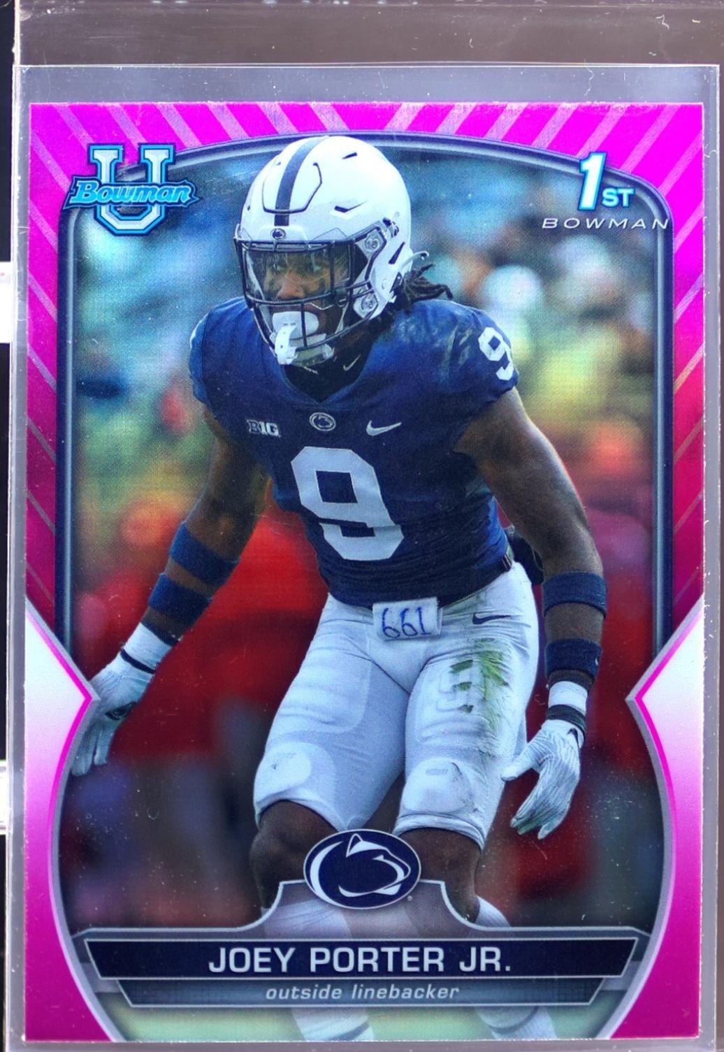2022 Bowman University Chrome Joey Porter Jr. Pink Refractor #79 Lions First